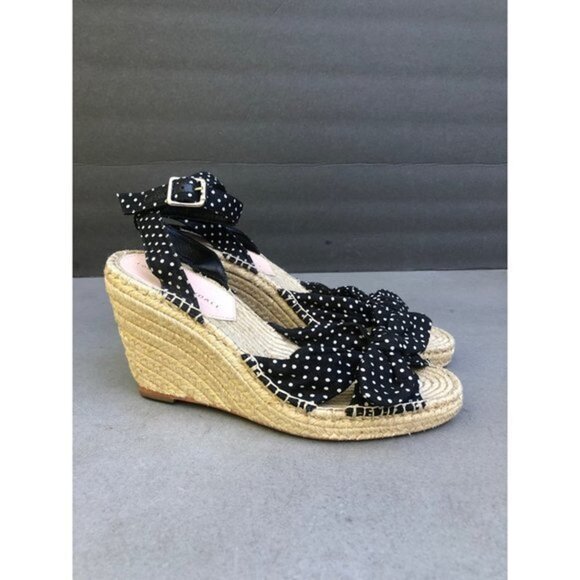 NEW LOEFLER Randal Tessa Espadrille Wedge Polka Dot Sandals size 8.5 - Picture 4 of 10